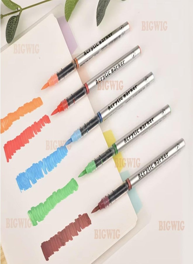 Bigwig Soft Tip Acrylic Paint Markers Pen - Opaque Multi-Surface Ink for Rock, Ceramic, Fabric, Acrylic Markers Art Pens Set, for, Glass,Crafts Making Art Supplies (24) - Image 3
